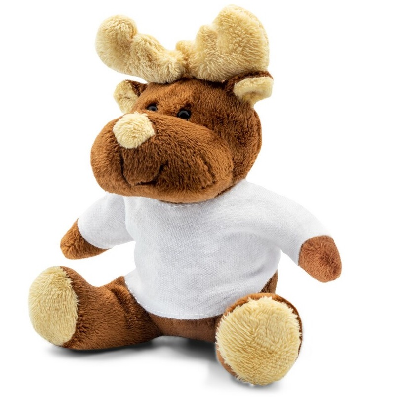 Brown teddy reindeer with a white T-shirt suitable for printing